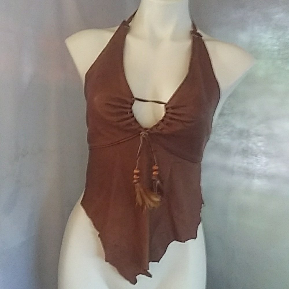 Leather handmade boho Festival top